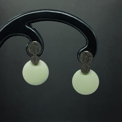 Circle Enamel - oxideret sølv/støvgrøn