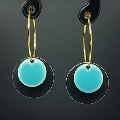 Hoop Enamel - mat sort/blå (vælg sølv/guld) - Billede 2