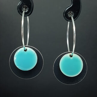 Hoop Enamel - mat sort/blå (vælg sølv/guld)
