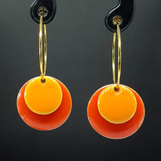 Hoop Enamel - mørk/lys orange (vælg sølv/guld)