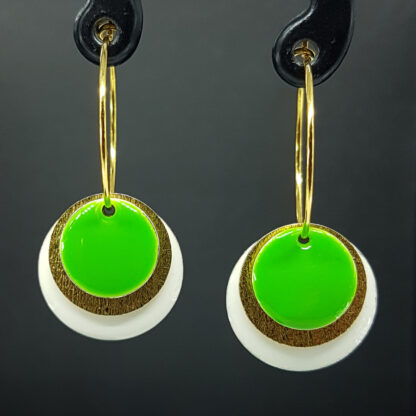 Hoop Enamel - hvid/guld/grøn
