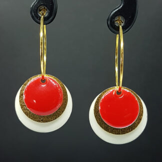 Hoop Enamel - hvid/guld/rød