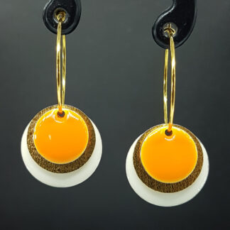 Hoop Enamel - hvid/guld/lys orange