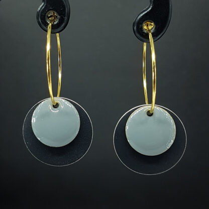 Hoop Enamel - mat sort/grå (vælg sølv/guld)
