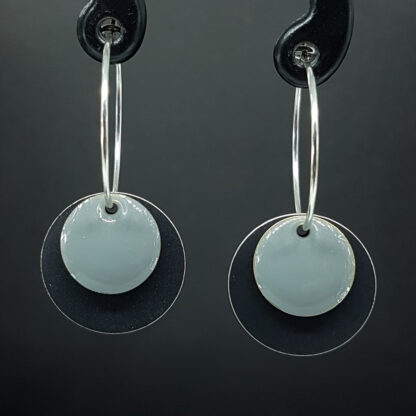 Hoop Enamel - mat sort/grå (vælg sølv/guld) - Billede 2