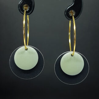 Hoop Enamel - mat sort/støvet grøn (vælg guld/sølv)