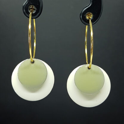 Hoop Enamel - hvid/støvet grøn (vælg sølv/guld) - Billede 2